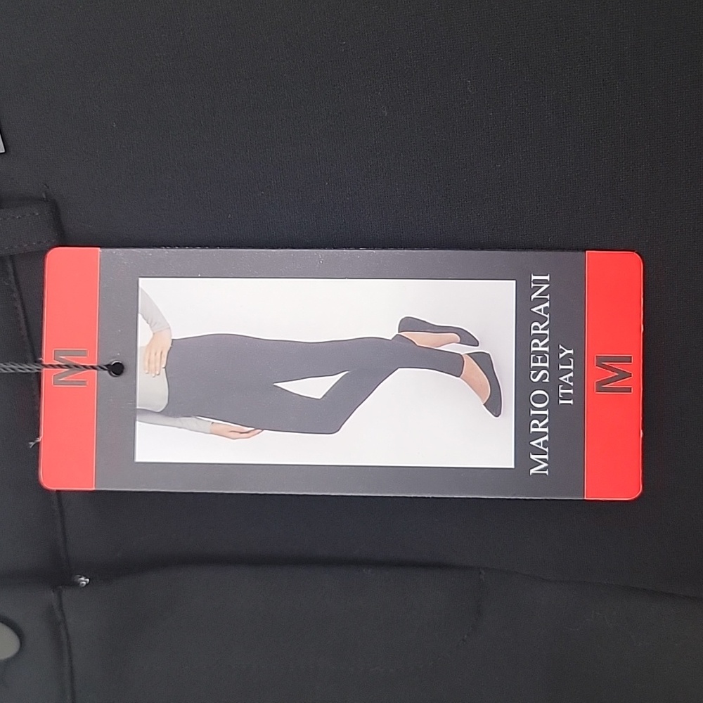 NWT Mario Serrani Black Knit Leggings Slimming High Compact Modern Fit M - Picture 4 of 16